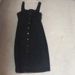 Denim midi length button up dress